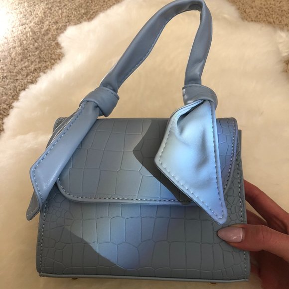 Baby Blue Faux Leather Purse NWOT - Picture 8 of 11